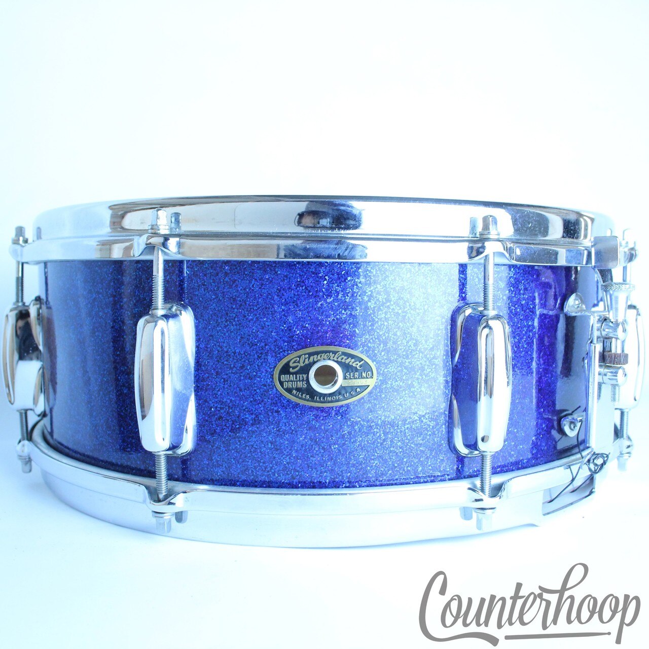 Slingerland Hollywood Ace 14x5.5"Snare Drum Blue Sparkle Vintage 60s COB Brass* — main photograph