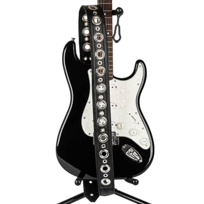 Al Bane For Leather - Tormentor 2" Premium Leather Guitar Strap - Black/Black/Silver image 2