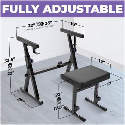 Liquid Stands Z-Style Heavy-Duty Piano Keyboard Stand and Padded Keyboard Piano Bench Set - Fits 54-88 Key Electric Pianos image 2