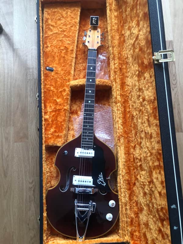 RARE! EKO 395 Violin Guitar Dark Red 1967/68 + Original Hardcase image 1