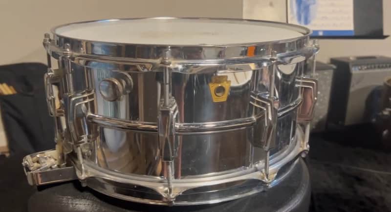 Ludwig No. 411 Super-Sensitive 6.5x14" 10-Lug Aluminum Snare Drum with Keystone Badge 1963 - 1969 - Chrome-Plated image 1