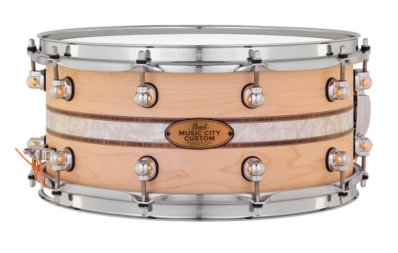 Pearl *Pre-Order* Music City Custom 14x6.5" Maple Solid Shell Snare Drum Nashville Natural Kingwood Royal Inlay | NEW | Made in the USA | Special Order | Authorized Dealer image 1