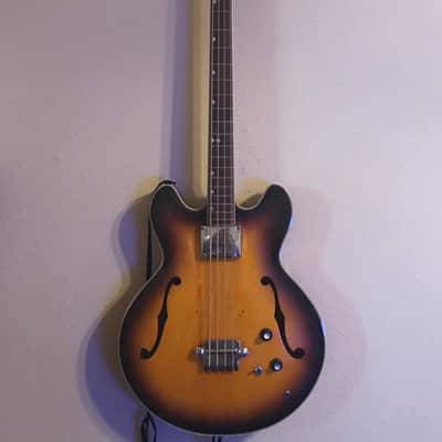 Vintage Ventura  Semi-hollow body bass guitar 335 copy 60’s-70’s Sunburst image 1