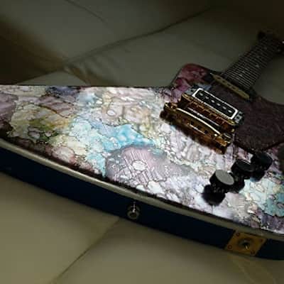 El Degas Explorer set neck 1974 custom top blue back image 2