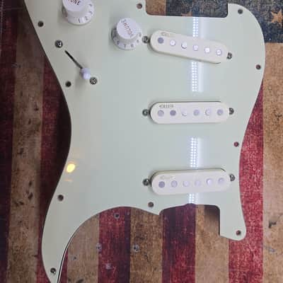 EMG  STRATOCASTER SSS ACTIVE  LOADED PICKGAURD - IVORY / MINT GREEN image 1