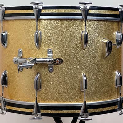Slingerland 22/22/12/13/16/5.5x14" VIDEO Vintage 60's Drum Set - Gold Sparkle image 11