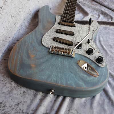 Build to order GB Liuteria Traditional Strato blue jeans relic image 13