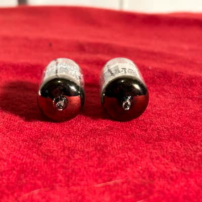 JAN Philips 12AU7 5814-A Matching Pair Vintage Military-Grade Audio Vacuum Tubes 1980s - Clear Glass/Blue Letter image 6