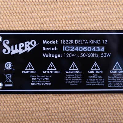 Supro Delta King 12 Tube Combo Amplifier - 1x12, 15-Watt, Tweed/Black image 8