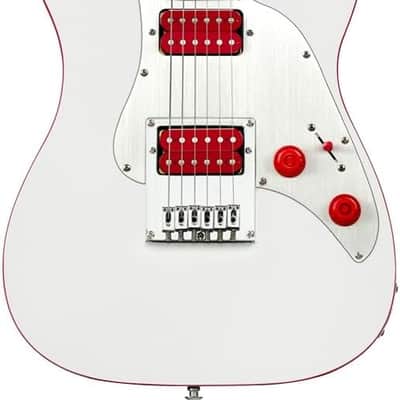 Solid Body Electric Guitar, Mahogany Body, Maple Neck, Rosewood Fretboard, Rounded End Frets, Bone Nut, 22 Frets (White) image 1