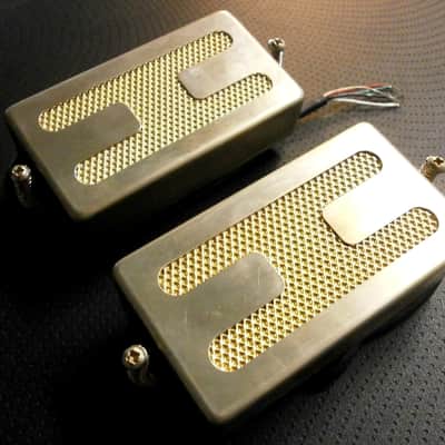 Humbucker Pickups SET H COVER GOLD FOIL Relic/Aged Q Fits Fender Gibson LP SG Greco Ibanez Vintage PAF image 2