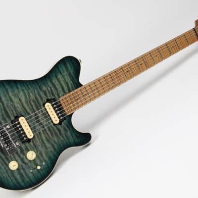 Ernie Ball Music Man Axis Super Sport HH Tremolo Roasted Maple Neck 2021 Yucatan Blue Quilt w/OHSC image 3