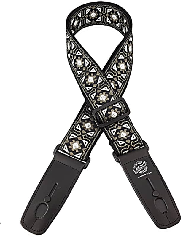 Lock-It Straps Retro Vintage Series 2" Jacquard Guitar Strap w Leather Locking Ends Sojourner image 1