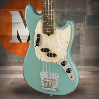 Fender JMJ Road Worn Mustang Bass Rosewood Fingerboard - Faded Daphne Blue image 1