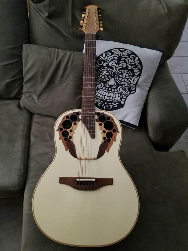 OVATION 1758 ELITE 12 string 1990 RARE PEARL WHITE ELECTRIC