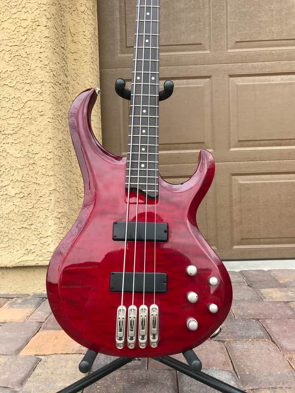 Ibanez BTB QM 4 String Bass - Red Quilt image 1