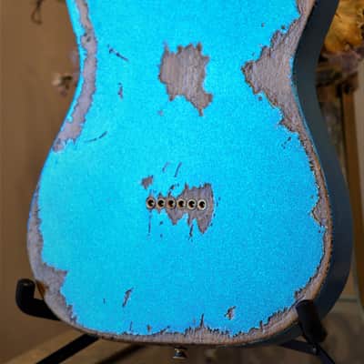 American Fender Telecaster 2019 Custom Heavy Relic Nitro Blue Sparkle image 4