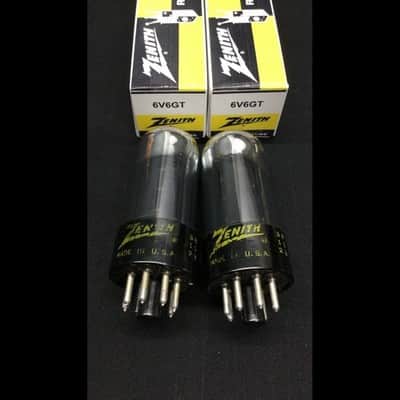 GREAT PAIR ZENITH (SYLVANIA) 6V6GT Chrome Dome Amp VACUUM TUBES Tested O.9773 image 1