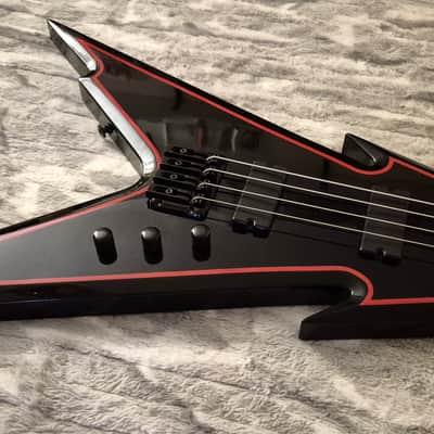 Halo Hellion Custom Bass - 4-String - Flying V - Black and Red Trim - Hellfire Bass image 5