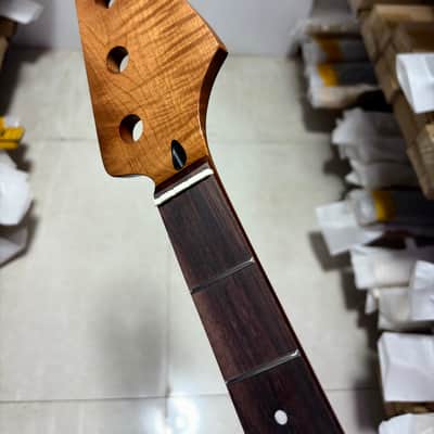 Discount 4 String 20 fret Roasted Flame Maple bass guitar neck Replace rosewood image 1
