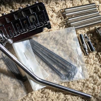 ABM 5200 2-Point Modern Tremolo Guitar Bridge. Chrome, Solid Bell-Brass Guitar Bridge, Complete image 1