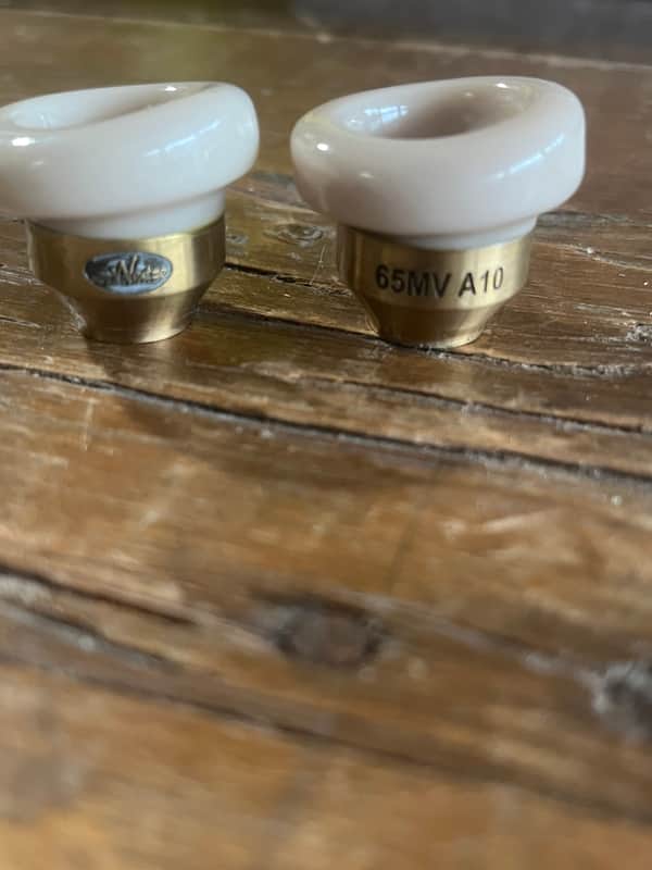 Wedge 65MV and 65MDV hybrid trumpet mouthpiece tops with 10 degree angle image 1