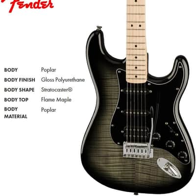 Squier Affinity Series Stratocaster FMT Electric Guitar, Black Burst, Maple Fingerboard image 3
