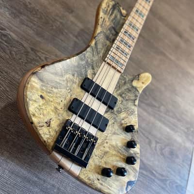 MGbass WaveBird Burl 4 strings bartolini pickup & preamp abalone inlay image 4