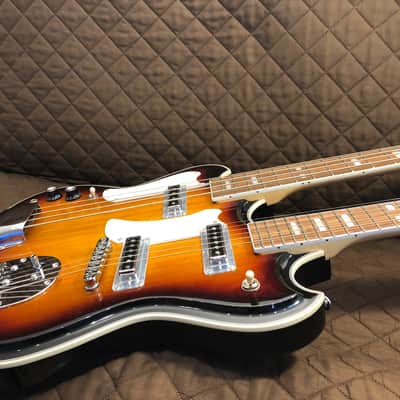 Eastwood MRG Series Double-Neck LH Bound Maple Top Body & Neck 4/6-String Electric Guitar w/Gig Bag for Left Handed Players image 9
