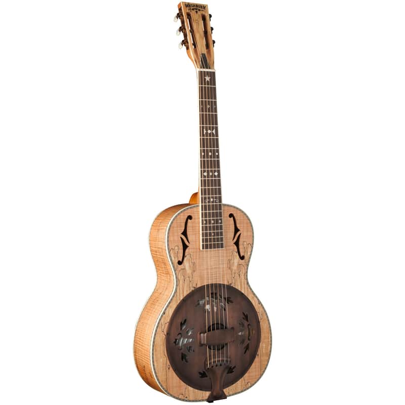 Washburn R360SMK Vintage Series Parlor Resonator w/ 1930s-Style Inlay Spalted Maple image 2