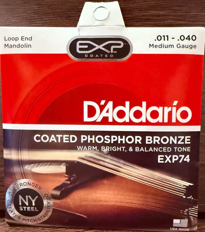 D'Addario EXP74 Mandolin Strings, Coated Phosphor Bronze Medium Gauge 11-40 EXP74 mid 2000's - Phosphur Bronze image 1