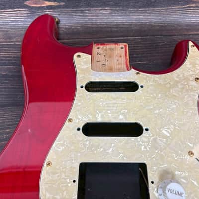 90s Charvel CST-060 Stratocaster Body Ash See-throw Red w/Plate Made in Japan image 6