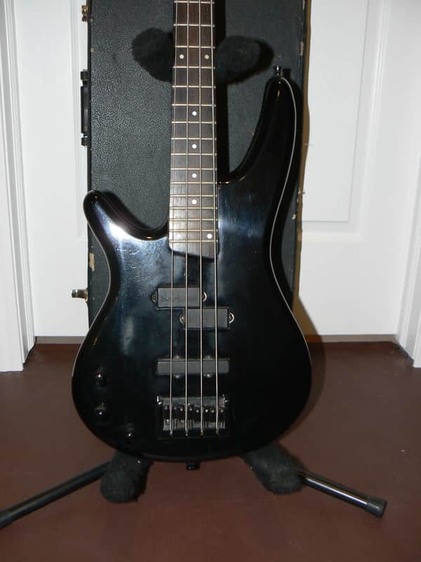 Left handed Ibanez SR400 bass with Bartolini pickups 1993 Black Lefty image 1