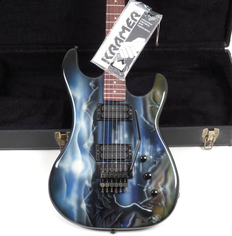1985 Kramer Pacer Imperial - Graphic Night Scene - Banana Headstock! - Original Case & Hang Tag - Guitar Art image 1