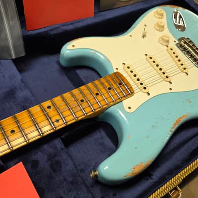 Fender 1955 Stratocaster Custom Shop Heavy Relic BRAND NEW Daphne Blue American Vintage 55-1956 50s 1950's USA 1 of 1 Limited Edition Master Aged Roadworn Ash Guitar image 6