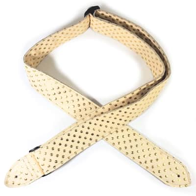 Beige Gold Leather Premium Leather Guitar Strap- Gold Polka Leather Guitar Strap-100% Leather Guitar Strap- Acoustic, Electric Bass Guitars image 5