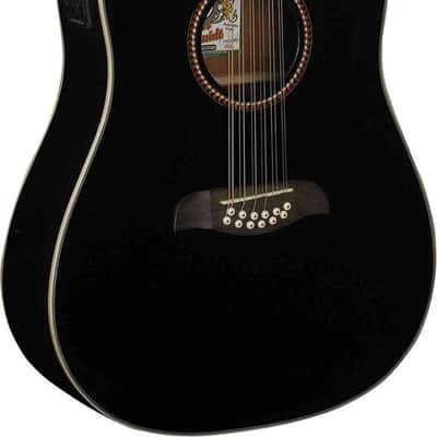 OSCAR SCHMIDT OD312CE BLACK 12 STRING GUITAR + FREE HOHNER MINI HARMONICA image 1