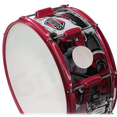 GRIFFIN 14" x 6.5" Birch Wood Snare Drum (Limited Edition) – Large 2.5" Vents, Red Hardware, Graphic Wrap – with Drum Key & 8 Metal Lugs image 3