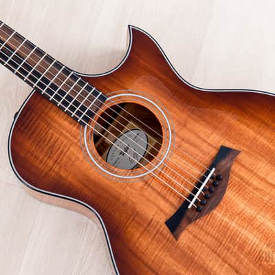 2022 Taylor Custom Grand Auditorium Acoustic Electric Guitar Flame Koa w/ Florentine Cutaway, Short Scale image 7