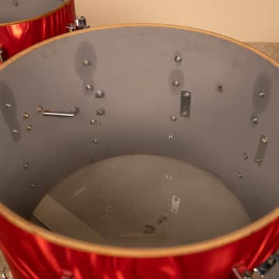 Vintage Mica-Sonic MIJ Red Satin Flame Drum Set image 21