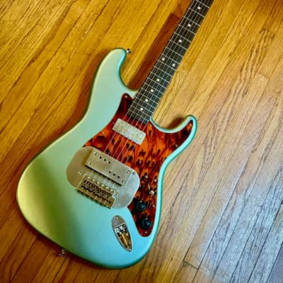 Waterslide Guitars S-Style Coodercaster Aged 'Blue Ice' Nitro, PLEK'd, Mojo Lap Steel+Teisco-Spec Gold Foil Pickups image 5