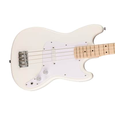 Squier Sonic Bronco Bass Guitar w/White Pickguard, Maple FB, Arctic White image 5