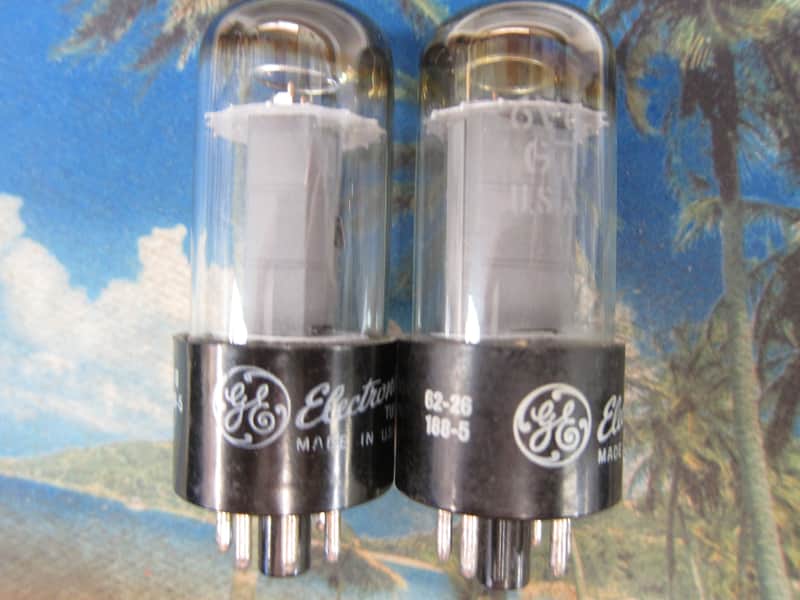 Pr Vintage GE 6V6GT Power Tubes Test Strong/Balanced, 1960s, USA, , Ex Sound 1960 Smoked glass image 1