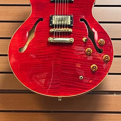 Epiphone Dot Deluxe Flame Top in Transparent Red 2003 w/OHSC image 2