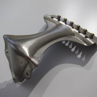 Vintage Oscar Schmidt Six String Acoustic Guitar Tailpiece with Individual Saddles Authentic Vintage Part Circa-1920s-1930s-Nickel Silver image 5