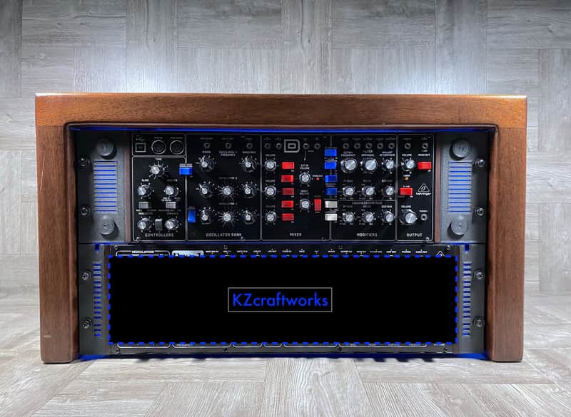 BEST Rack Ears for Model D / Cat / Wasp / Solina / Behringer Desktop Synths with Washers - color BLACK 70HP - by KZcraftworks - USA image 1