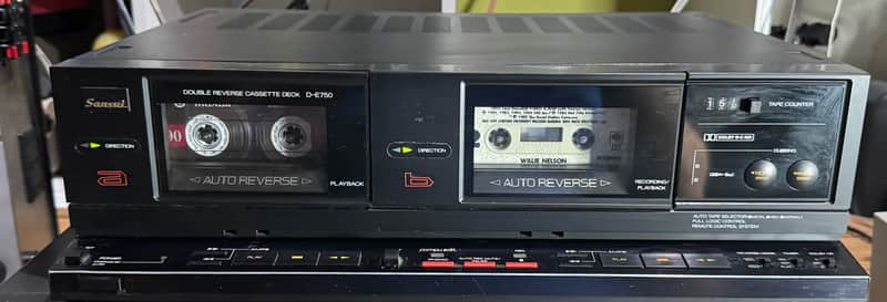 Sansui D-E750 Double Reverse Cassette Deck Tested Japan image 1