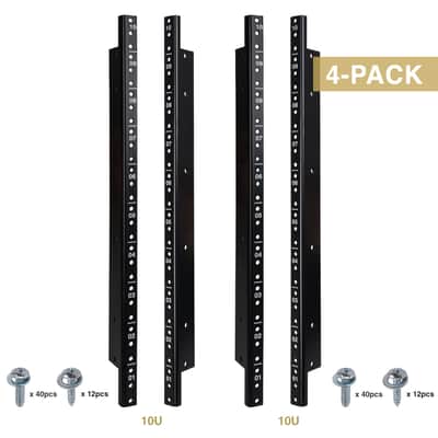 ST-RR-10U / ST-RR-10UX2 | 10U Steel Rack Rails, with Black Powder Coated Finish and Screws, 2-Pack or 4-Pack-ST-RR-10U (2-Pack) image 2