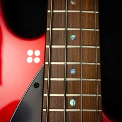 Sandberg California II / TM / Blacklabel PUs / 4-String 34″ / Highgloss Metallic Red / Alder Body / Pau Ferro FB / Varied Dot Inlays / Black Head Stock / Black Hardware / Active 2-EQ / Split Switch / Black Pickguard - 8.3 pounds SN 50005 image 9