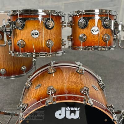 DW Collectors VLT 333 Maple 4pc Drum Set Almond Burst over Super Quilted Maple image 4